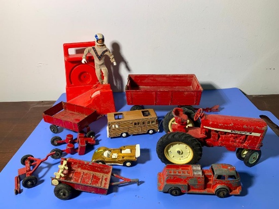 Evil Knievel Doll & Launcher, Hubley Fire Truck, Tootsie Toy Ferrari, Tootsie Camper & More