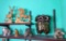 Group lot of tribal ceramics, carved wood, retro owl and more