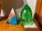 Green Glass Rocket Ship, painted pyramid