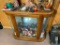 Vintage Small Curved Glass Display or Curio Cabinet