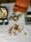 Group lot of vintage watches, costume jewelry, sterling silver and emerald rings, stones