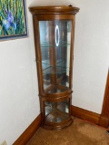 Vintage Curved Glass Curio Cabinet
