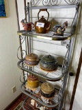 Pottery Contents and more on metal shelf