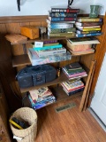Shelf, books, stereo and more lot