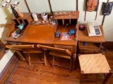 Vintage Desk, two folding chairs, stool, stand