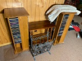 2 CD Stands, CD's, Lamp table, rug, magazine rack