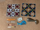 Group Lot of Vintage Items including Stained Glass