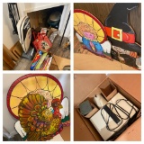 Closet Contents Lot - Including Painted Holiday Wood Cutouts