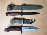 2 Vintage Military bayonets Including M3 w/Scabbards