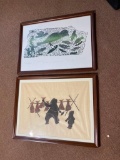 2 Vintage Eskimo Native Canadian Signed Prints Holman &