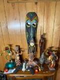 Tribal items, mask, Metal figure and more