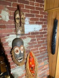 Group lot of 4 Hand Carved Tribal Masks
