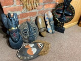 Group lot of assorted hand carved tribal masks