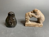 Carved Native Canadian Eskimo Art Figures Bear & man, seal