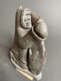 Carved Native Canadian Eskimo Art Figure - Hunter w/seal