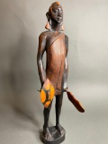 Large Carved Wooden African American Statue of a Tribal Man