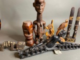 Group lot of carved wooden Tribal figures, statues