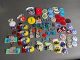 Large Group lot of vintage 80s Pop Culture Movie Buttons