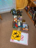 Group Lot Godzilla toys, Sci Fi Bookmarks, Signs, Vintage patches