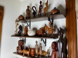 3 Shelves of Carved African Figures, Statues