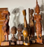 Group lot of larger carved wooden Tribal figures