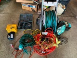 Electrical Cords, Hoses & Reel, DeWalt Palm Sander, Ryobi Laser Level, Electric Drill