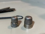 2 Sterling Silver Thimbles, Vintage Straight Razor, Vintage Clippers, Sewing Items