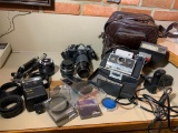 Polaroid Land Camera 360 & Nikon FE Camera with Accessories