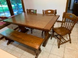 Dining Room Table with Bench & 3 Chairs