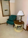 Side Table, Table Lamp & Chair