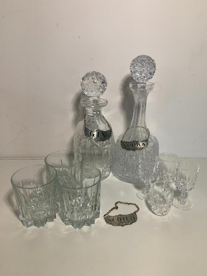 Decanters & Glassware - One Decanter Gin is Waterford Crystal