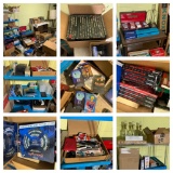 Large Group of Vintage Electronics, NEW ET VHS Tapes, Lamps, TV Antennas, Decanters, Shelf & More