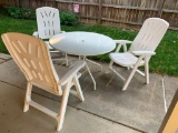 Metal Patio Table with 3 Plastic Chairs