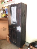 Unusual vintage industrial wooden storage cabinet