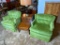 2 Vintage Green Fabric Retro Chairs