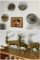Deer collector plates, brass deer, framed deer art