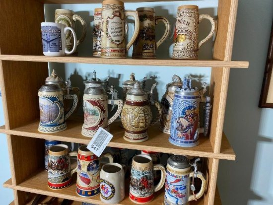 Large lot of vintage collectible beer steins
