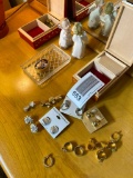 Group lot of vintage jewelry, angels, boxes including Hummel