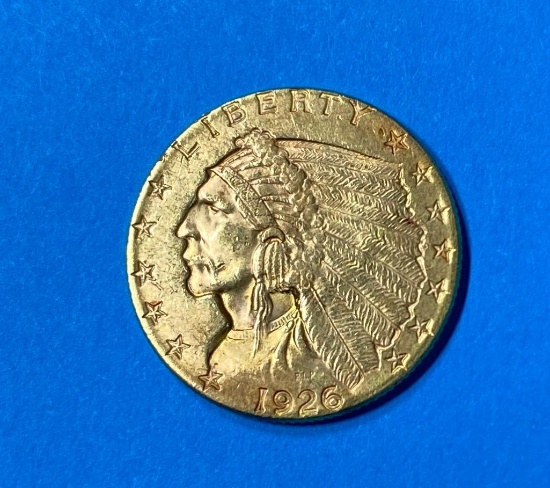 1926 2 1/2 Dollar US Gold Coin Nice