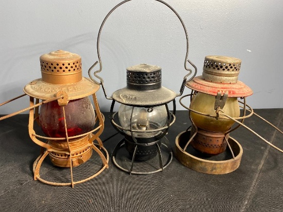 3 Antique Railroad Lanterns - CNO & TPRy and NYCS