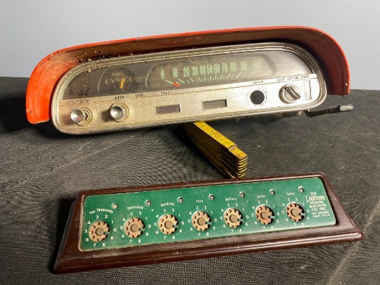 Vintage Car Dashboard & Lightning Adding Machine