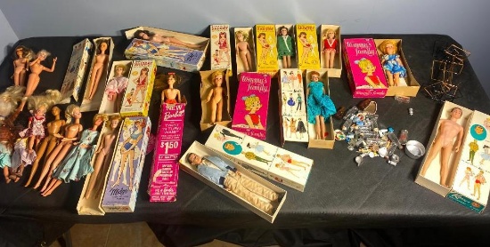 Very Large Lot Early Barbie Ken Dolls in Boxes + More