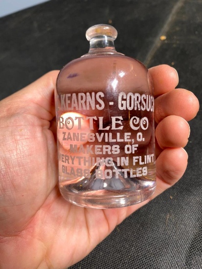 Rare Kearns-Gorsuch Bottle Co Zanesville Glass Paperweight