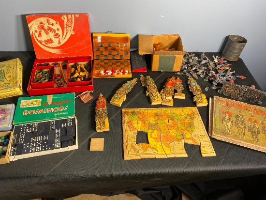 Great Early Toys & More Lot Including Milton Bradley Soldiers