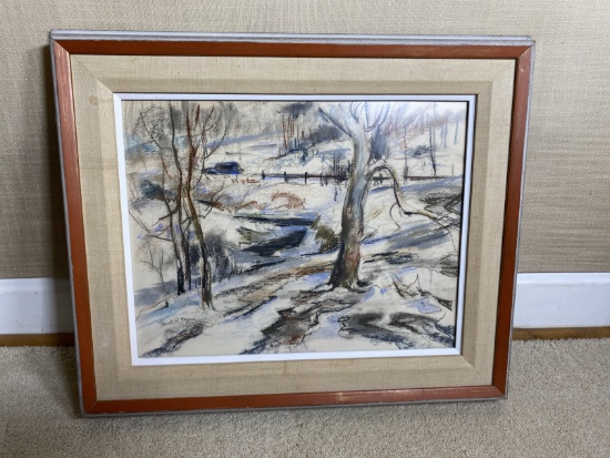 Original Pastel on Paper Signed Painting by Frank Harmon Myers (1899-1956)