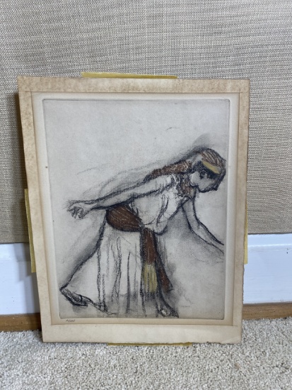 Vintage Limited Edition Tinted Etching by Degas
