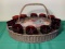 Antique Wicker Tea Caddy with Ruby Red Stemware