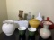 Hall Pottery, FireKing, Glassware, Chalkware,  Red Candy Dish & More