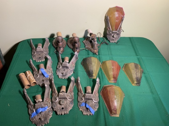 Original Rialto Theater Wall Sconces with Glass Inserts--