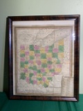 Early 1834 Tourist Pocket Map of Ohio Framed